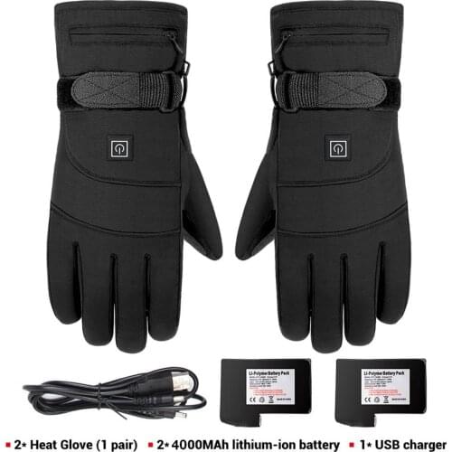 3 Levels Temperature Heated Motorcycle Gloves 3.7V Rechargeable Touch Screen Electric Heating Glove Skiing Warmer Gants Moto