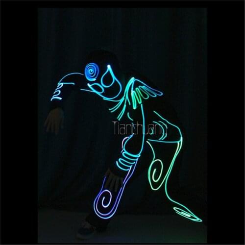 DMX512 control tron programmable robot men suit dj full color RGB light led costume colorful dance group outfit glowing clothes