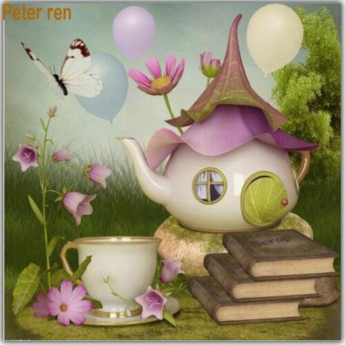 Peter ren Diy Diamond Embroidery Teapot house Full Diamond Painting for the Bedroom 3d Square Diamond Mosaic mural Cross-up kits
