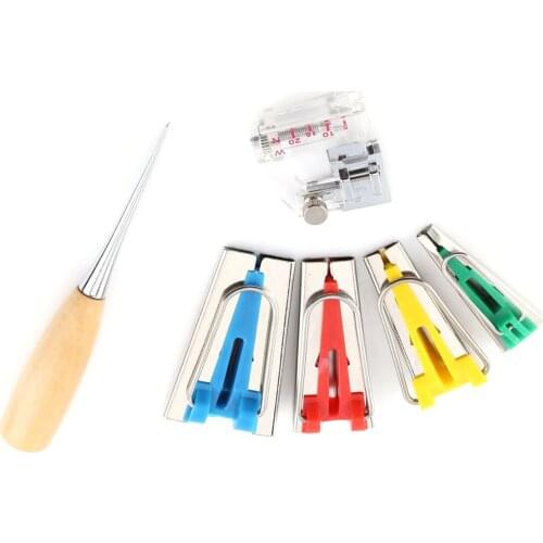Multifunction Sewing Machine Set Bias Tape Makers Bias Binder Foot Awl Ball Pins For Quilting Sewing Accessories