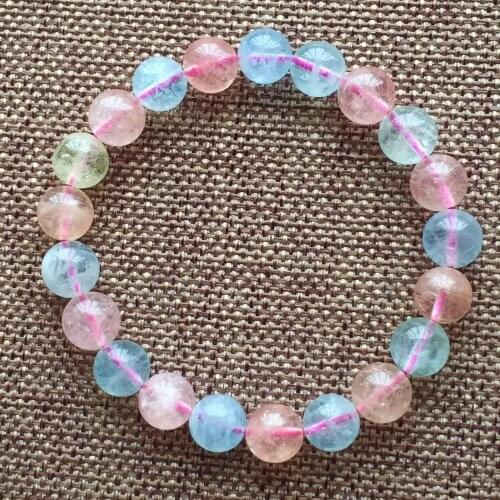 Top Quality Natural Colorful Morganite Quartz Crystal Beryl Clear Round Beads Stretch Women Men Bracelet 7mm 8mm 9mm 10mm AAAAA