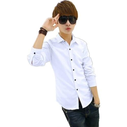 C1229 2020 spring autumn new teenager Mens long-sleeved Korean version slim pure color casual shirts cheap wholesale