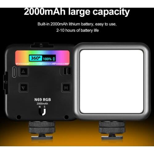New N69 Mini RGB Video Light With Soft Light Board Lighting For Photography 2000mAh LED Video Camera Light Vlog Live Fill Light