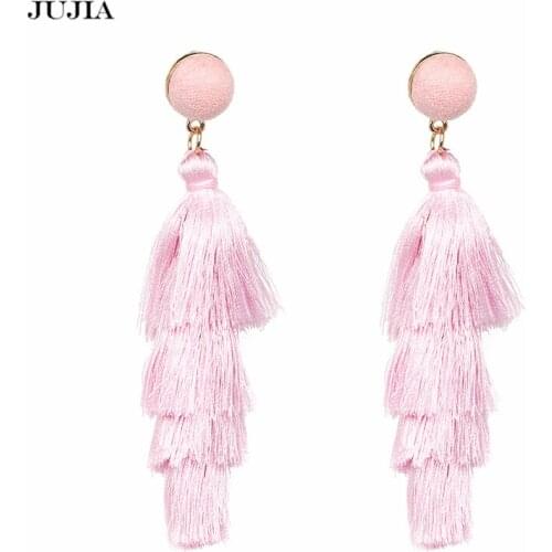 Wholesale Fashion Jewelry For Women Earrings Female 4 Layered Drop Fringed Earrings Bohemian Big Long Tassel Earrings