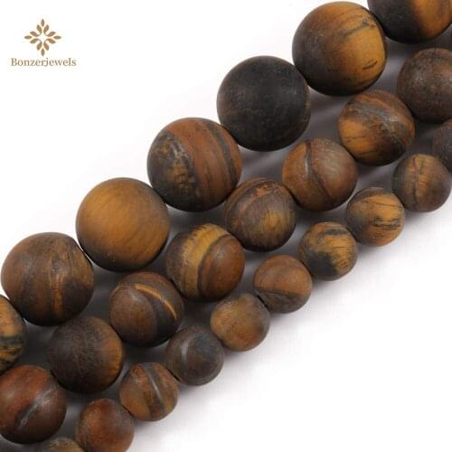 Wholesale Natural Matte Tiger Eye Dull Polished Spacer Stone Beads For DIY Jewelry Making 4 6 8 10 12MM
