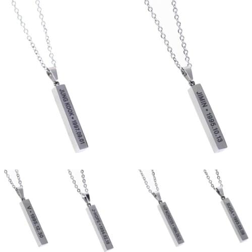 KPOP Necklace Bangtan Boys Jimin JIN J-Hope Suga Steel Pendant Chain Choker Necklace Men Women Jewelry Collier