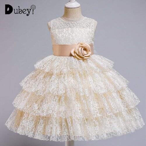 Girls Dress Summer Lace Princess Dress Teenage Birthday Girl Dress Sleeveless Layered Fluffy Dress Girls Party Dress