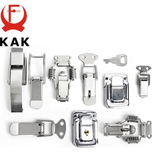 KAK Cabinet Boxes Spring Loaded Latch Catch Toggle Hasp Mild Steel Hasp For Sliding Door Simple Window Hardware Tool Box Lock