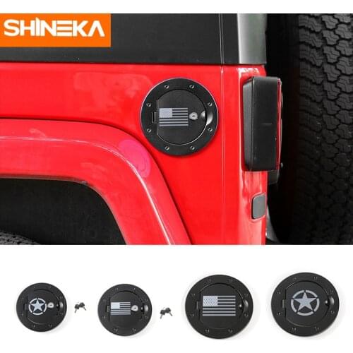 SHINEKA Car Styling Aluminium Alloy USA Flag Star Fuel Tank Cap Gas Tank Cover with Key for Jeep Wrangler JK 2007