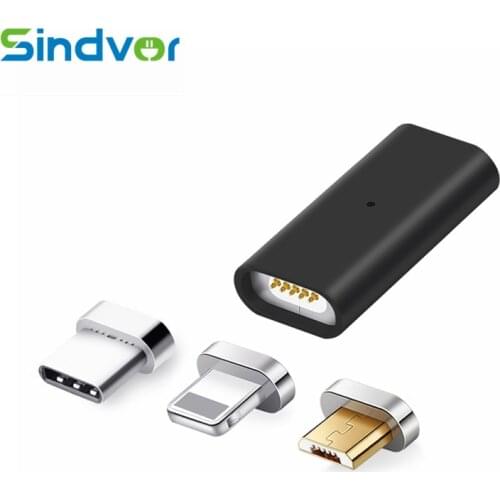 Sindvor Micro USB To Type C/|ightning Magnetic Adapter For iPhone/Android 3 in 1 Data Cable Converter Adapter Micro USB To USB C