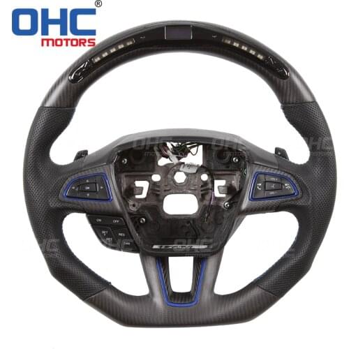 Real Carbon Fiber LED Steering Wheel compatible for Ford Focus