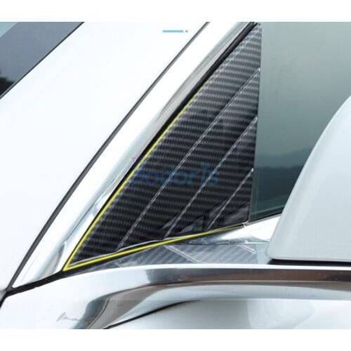 Carbon Fiber Color Front and Rear Window Triangle Protector Panel Vent Trim Car Styling For Tesla Model 3 2017-2019 Accessories
