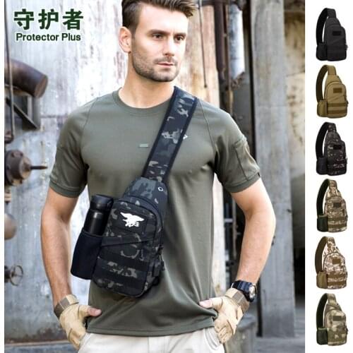 Military Assualt Single Rucksack Water Bottle Bag Travel Shoulder Bag Riding Camouflage Molle Nylon 1000D Outdoor Chest Backpack