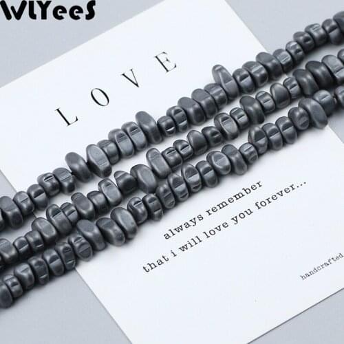 WLYeeS 4-10mm Natural Stone Matte Hematite Irregular Stone Spacer Loose Beads for Jewelry Making Diy Bead Bracelet Necklace 15"