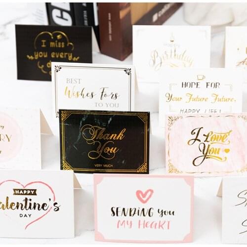 10Pcs Creative Paper Greeting Thank You Cards Valentines Day Blessing Card Birthday Party Decor Wedding Invitations Postcards