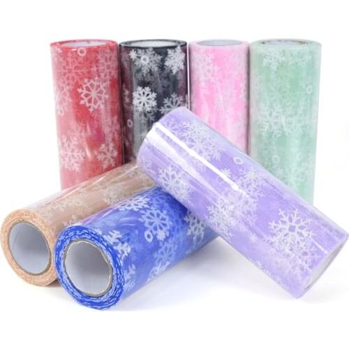 10yard 15cm Christmas Snowflake Tulle Roll White Snowflake Tutu Mesh Fabric For Wedding Birthday Party Supplies DIY Sewing Craft