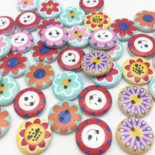 1000pcs Wood Buttons 15mm Flowers Sewing Round Button For Scrapbooking Embellishments