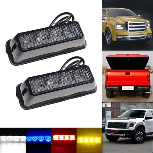 2Pcs DRL Strobe Flash 4 SMD LED 12V 24V Warning Light Car Emergency Beacon Headlights assembly fit Hazard SUV Offroad Truck