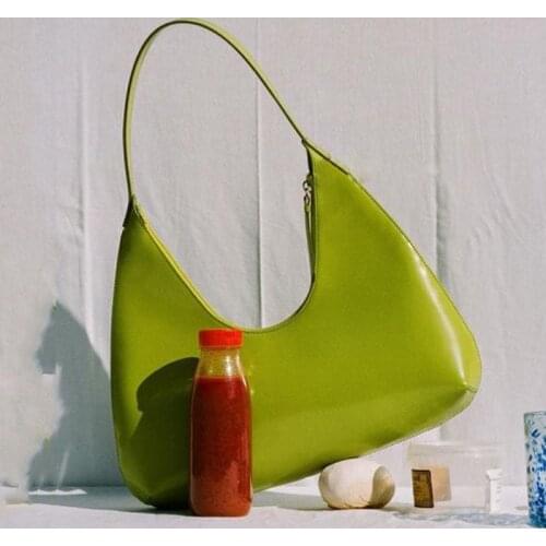 2021 new style avocado green fashion half-month simple armpit bag crescent shoulder handbag large bag spot delivery
