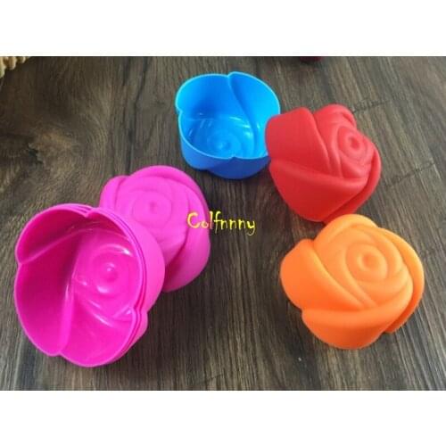 3000pcs/lot Heart / Rose flower shape 7CM Muffin Cake Pan Baking Pastry Tools 7CM Silicone cake cup Mold