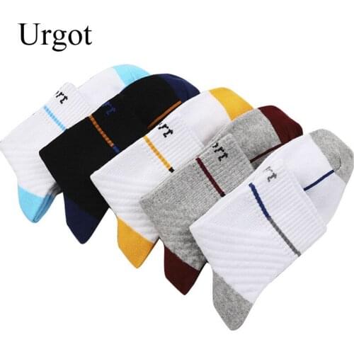 Urgot 5 Pairs Socks Mens New Cotton Winter Men Socks Sweat-Absorbent Breathable Striped Basket Ball Socks Sports Socks Meias