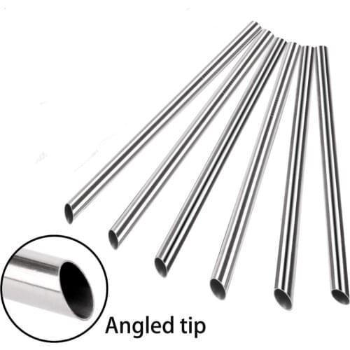 50/100Pack 12mm 304 Reusable Stainless Metal Steel Straws for Pearl Milkshake Fat Bubble Tea Creative Bevel Straws