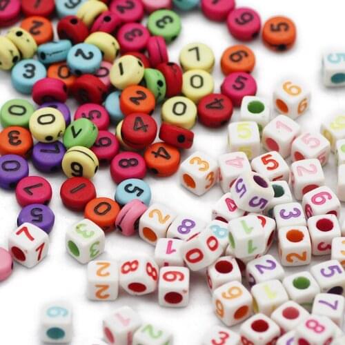 6mm Mixed Flat Round Square Cube Acrylic Digital Numbers Loose Spacer Beads For Jewelry Making DIY Bracelet Necklace Accessories