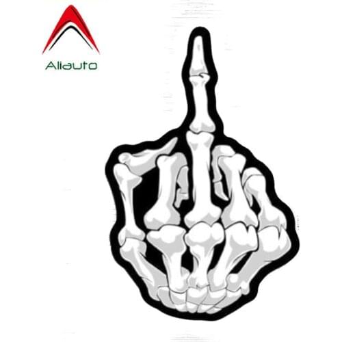 Aliauto Personality Helmet Car Sticker Funny Skull Fingers Waterproof Decal Automobile Motorcycles Accessories PVC,17cm*11cm