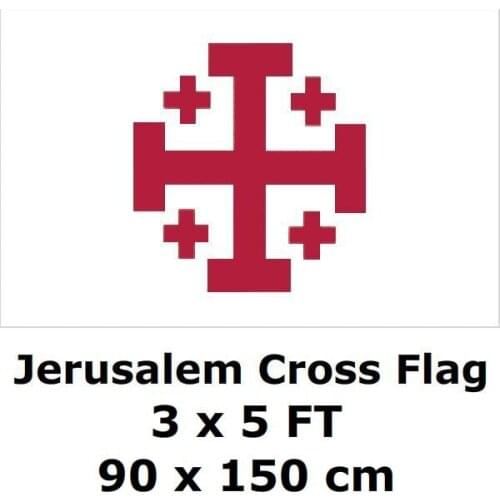 Jerusalem Cross Flag 90 x 150 cm 100D Polyester Big Franciscans Holyland Christian Sepulcri Flags and Banners