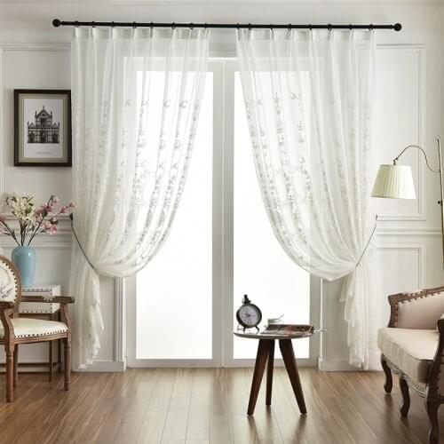 White Curtains for Living Dining Room Bedroom Transparent Blackout Curtain 2021 New European Style Sand Material Curtains