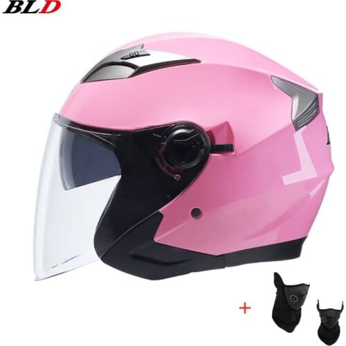 Free Gift Mask Motorcycle Dual Lens Vintage Helmets Summer Motorbike Casco Scooter Bike Four Seasons Racing Half Helmet Casque