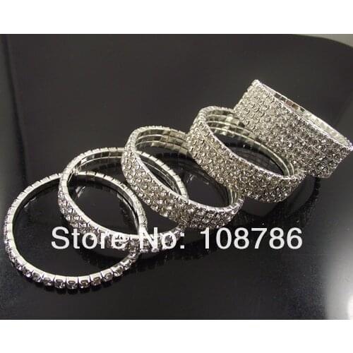 New 1 2 3 4 5 rows Full drill Shiny Crystal elastic Bracelet elasticity wedding gift jewelry