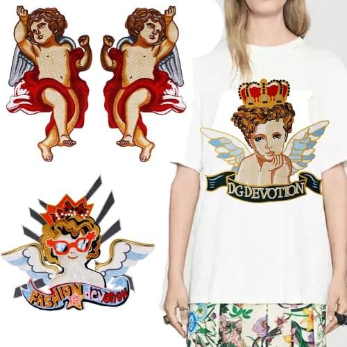 Large Embroidery Fairy Cupid Baby Doll Angel Applique Fashion Patch Embellishment for Clothes Bag Shirt Sewing Accessories