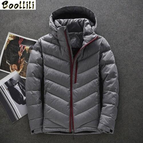 Boollili Fashion 2020 Mens Down Jacket Warm White Duck Winter Coat Hooded Men Parka Casual Mens Jackets Jaqueta Masculina