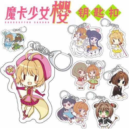 Anime Cardcaptor Card Captor KINOMOTO SAKURA Clow Acrylic Pendant Figure Keychain Keyring Collection Model Toy Gift