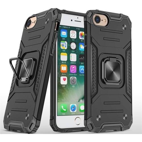 For iPhone 8 Plus 7 7G 8 8G 7plus 8plus Case Armor Shockproof Car Magnetic Metal Finger Stand Holder Ring Cover For iPhone 7 8