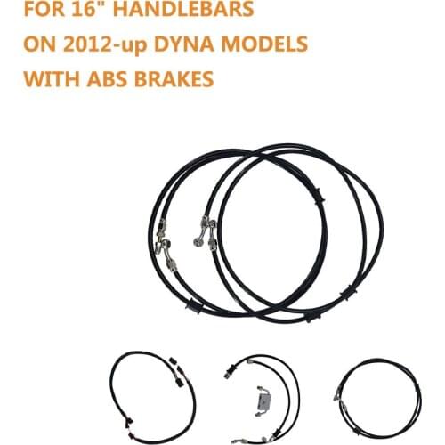 Black Cable Brake Line Kit for 16" Handlebars on 2012 & NEWER Dyna Models with ABS Brakes
