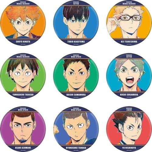 Haikyu!! Anime Shouyou Hinata Kageyama Tobio Sugawara Koshi Nishinoya Yu Yamaguchi Tadashi Haikyuu Metal Badge Brooch Pin
