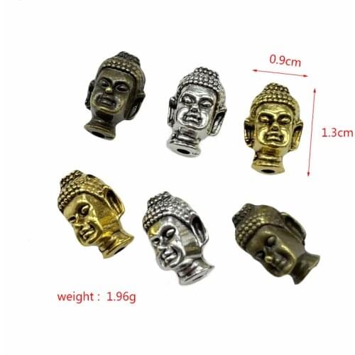 JunKang Alloy Perforated Buddha Statue Spacer Bead Buddha Head Pendant DIY Bracelet Necklace Jewelry Connector Accessories