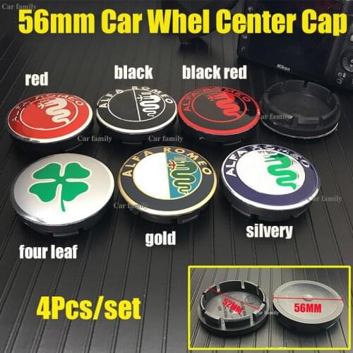 100% NEW 4Pcs/set Car Logo 6 Colors 56mm 2.2inch Car Wheel Rim Center Cap Covers Wheel Hub Cap ABS/Aluminum For Mito 147 156 159