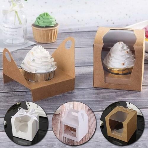 Cupcake Box Portable Mini Biscuit Candy Box Mousse Mud Pudding Packaging Cup Muffin Box Wedding Party Decorative Patry Box
