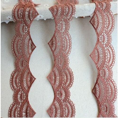2 meters/lot 4.3cm Width Coffee Brown Embroidered Lace Fabrics Womens Clothing DIY Lace Trim