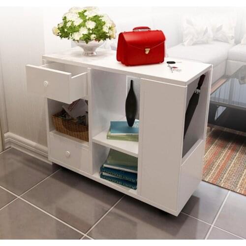 Sofa Edge Small Cabinet Side Table-Side Cabinet Tea Table with Drawer Combination Storage Small Bedroom Double-Open Locker