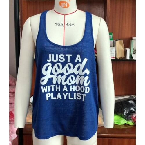 Vest Just a Good Mom with Hood Playlist Graphic Tank Top Women Sexy Summer Funny Letter Slogan Tee aesthetic Vintage Tanks Shirt