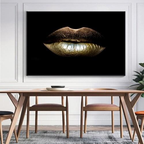 MUTU Modern Home Decor Black White Sexy Charming Woman Lip Beauty Canvas Painting Wall Art Picture Butterfly For Living Room