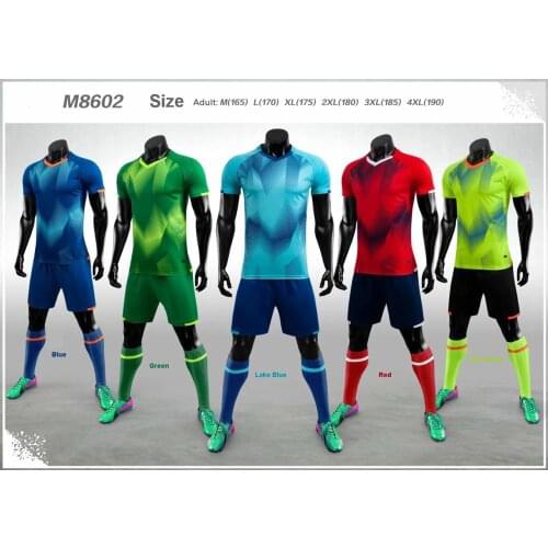 M8602 Adult M-4XL Blank Customize Team Set 2020-2021 Soccer Jersey Set Football Kit Men Training Uniforms Shirt+Shorts