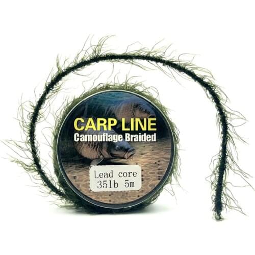 5m Carp leadcore fishing uncoated braid hooklink lead core Leader Camo Weed Effect Leadcore for Chod Hair Rigs Fishing Tackle