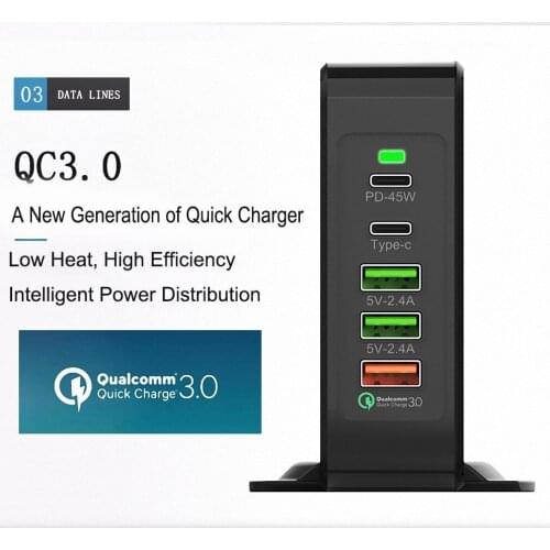 Original Fast Charger QC3.0 Phone Smart Device 110-240V 75W 1 USB 1 Type-C Ports QC 3.0 Output USB-C for iphone PAD
