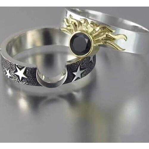 Hot Vintage Mysterious Day And Night Sun Stars Ring Set For Women Men Designer Female Male Jewelry Party Accessories Gifts