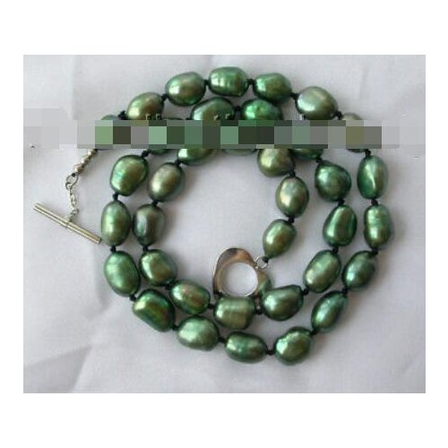 Stunning 8-9mm baroque green freshwater cultured pearl necklace